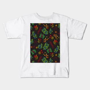 Autumn berries on chocolate brown Kids T-Shirt